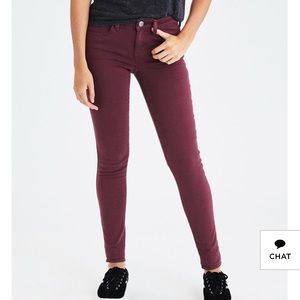 2/$40 NEW AMERICAN EAGLE MAROON ANKLE CUFFED JEANS